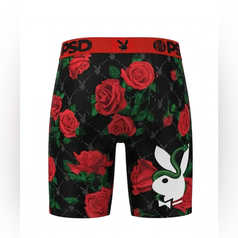 PSD x Playboy slither snake floral design boxer briefs black red size XXL NEW‎